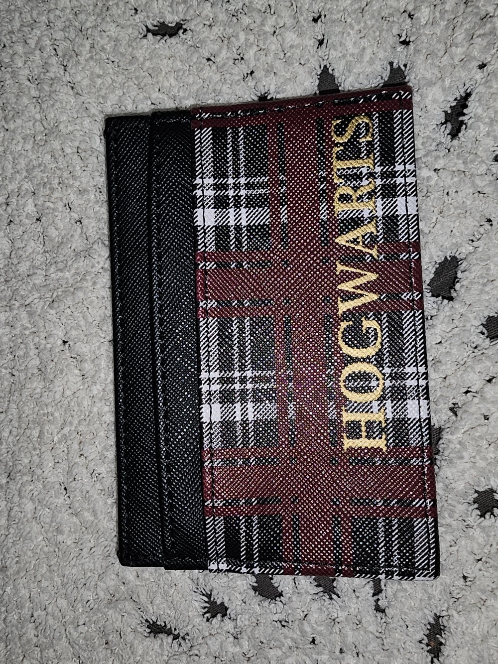 Plaid Hogwarts Card Holder - Black & Burgundy